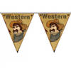 3x Wilde Westen themafeest vlaggenlijn Western - Vlaggenlijnen