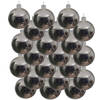 18x Glazen kerstballen glans zilver 6 cm kerstboom versiering/decoratie - Kerstbal