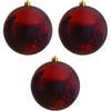 3x Grote raam/deur/kerstboom decoratie donker rode kerstballen 14 cm glans - Kerstbal