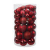 Tube 60x rode kunststof kerstballen 4 -7 cm glans/mat/bewerkt - Kerstbal
