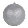 Othmar Decorations Grote decoratie kerstbal - zilver glitters - 25 cm - kunststof - Kerstbal