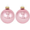 16x Glanzende lichtroze kerstballen van glas 7 cm - Kerstbal