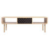 Rechthoekige salontafel - In spaanplaat, decoratief papier - Eiken en patronen - Elegance - 2 lades en 2 nissen - LINE