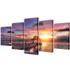 Canvas muurdruk set zandstrand met paviljoen 200 x 100 cm