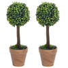 vidaXL Kunstplanten met pot 2 st buxus bolvorming 41 cm groen