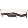 vidaXL 6-delige Loungeset met kussens poly rattan bruin