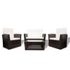 vidaXL 4-delige Loungeset met kussens poly rattan bruin