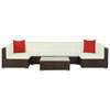 vidaXL 7-delige Loungeset met kussens poly rattan bruin