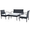 vidaXL 4-delige Loungeset met kussens poly rattan zwart