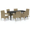 vidaXL 7-delige Tuinset met kussens poly rattan beige