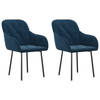 vidaXL Eetkamerstoelen 2 st fluweel blauw