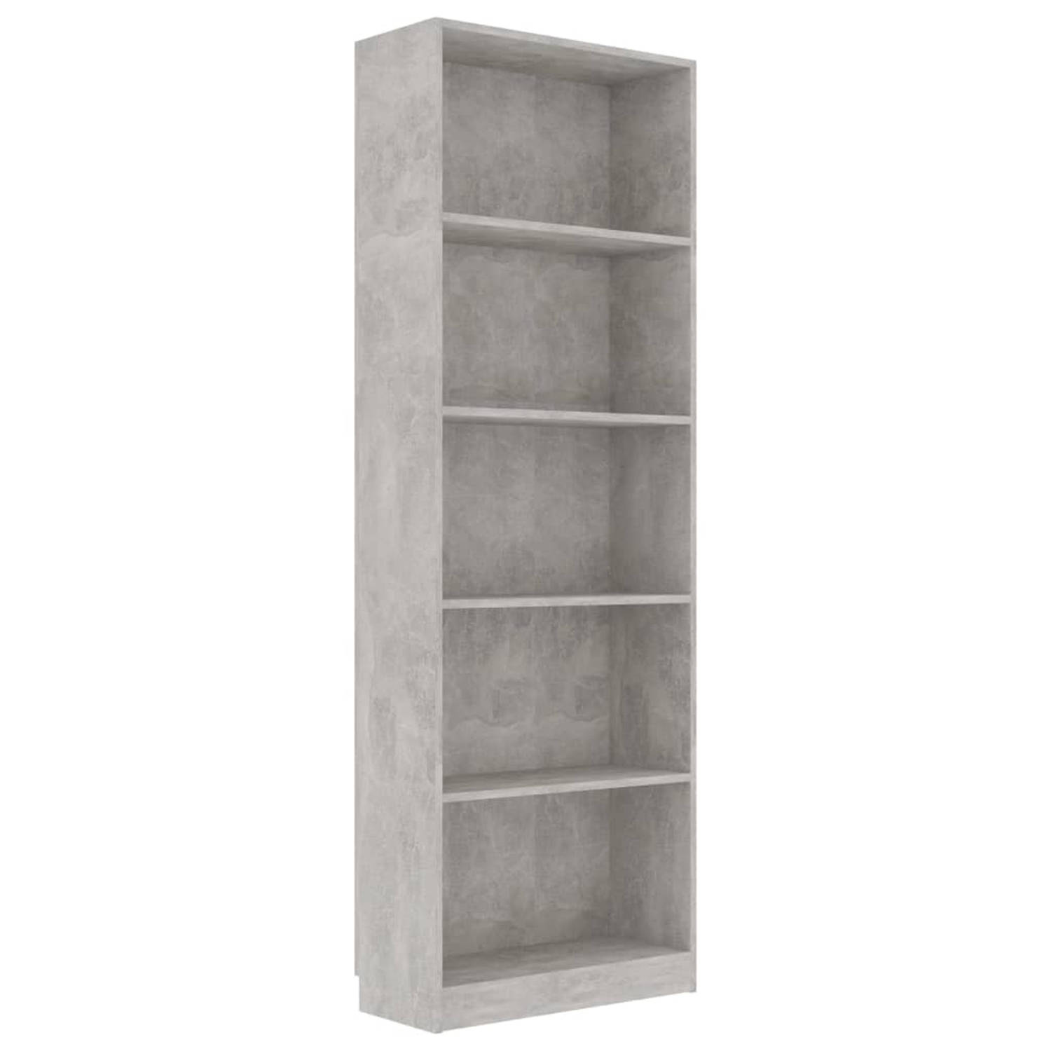 vidaXL Boekenkast met 5 schappen 60x24x175 cm spaanplaat betongrijs