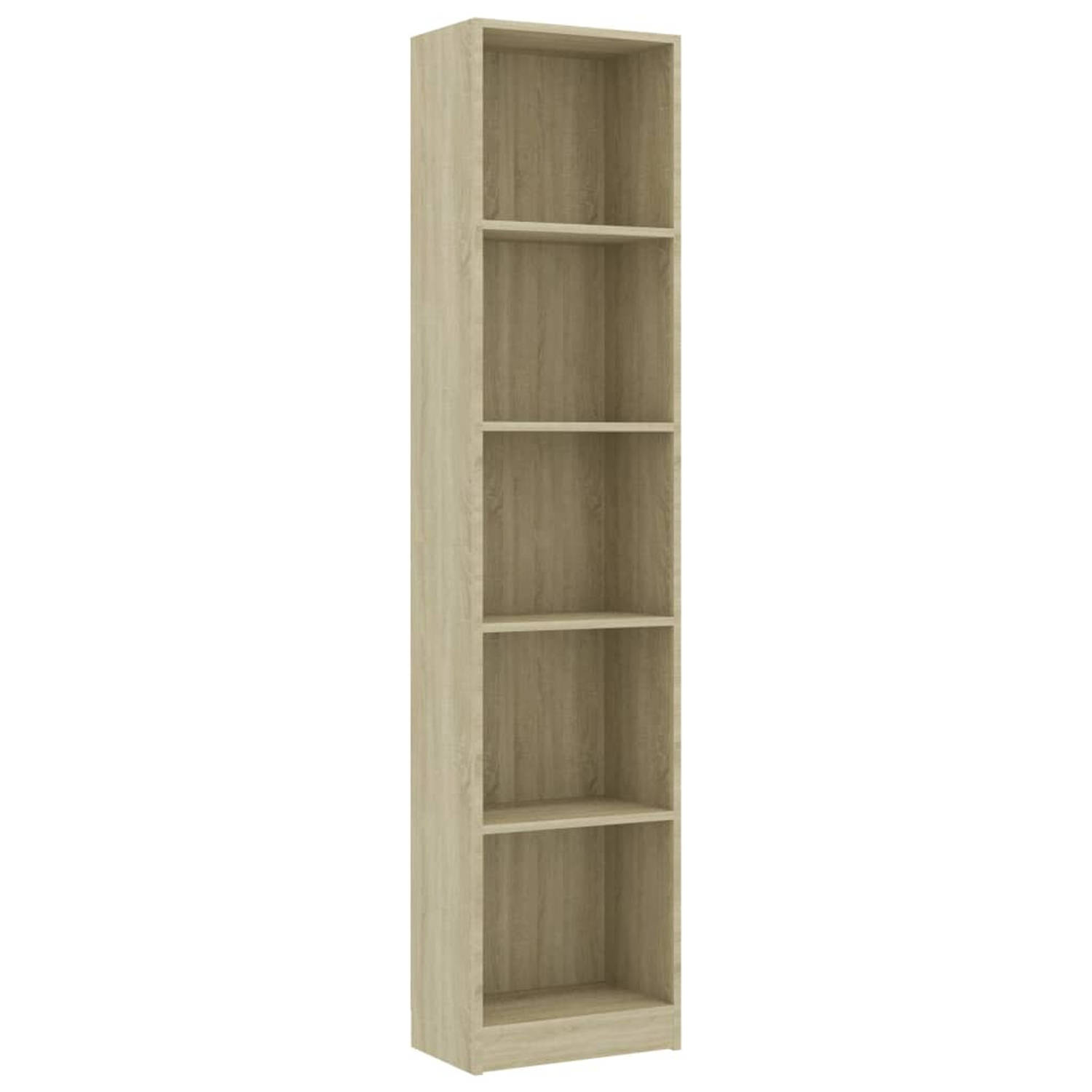 vidaXL Boekenkast 5 schappen 40x24x175 cm spaanplaat sonoma eikenkleur