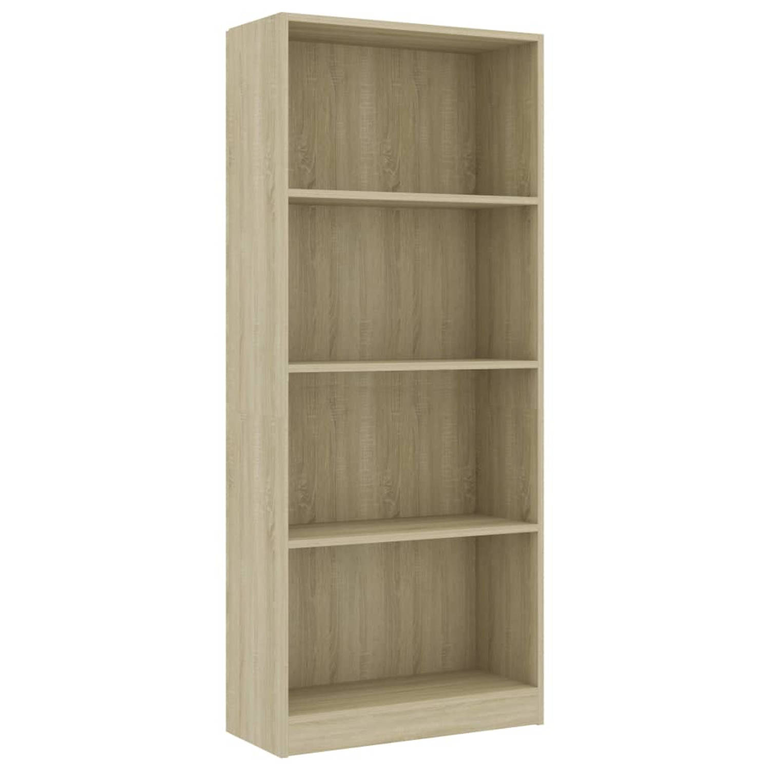 vidaXL Boekenkast met 4 schappen 60x24x142 cm spaanplaat sonoma eiken