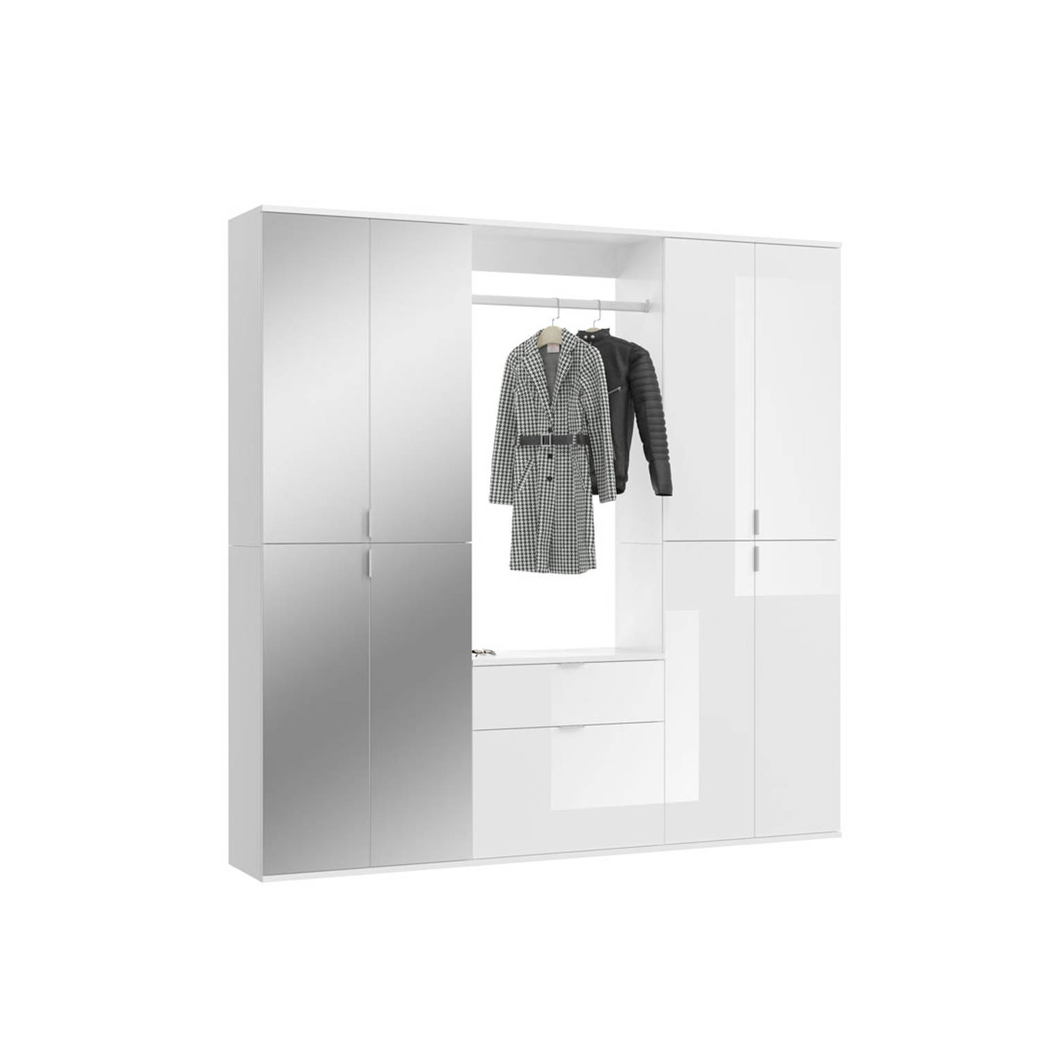 ProjektX garderobe opstelling 9 deuren, 1 lade wit.