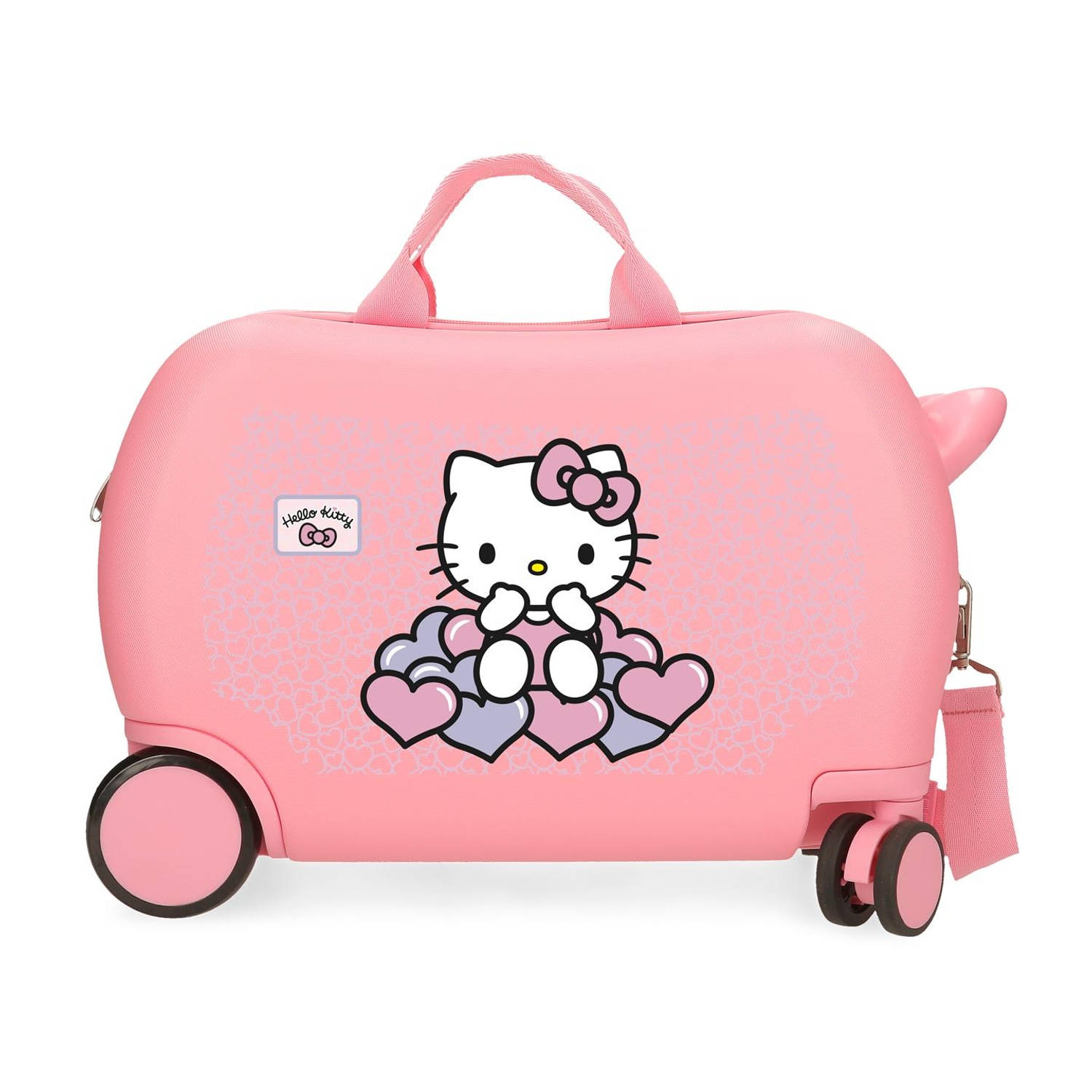 Hello Kitty Rolling Suitcase 4 Wheels Hearts & Dots Pink
