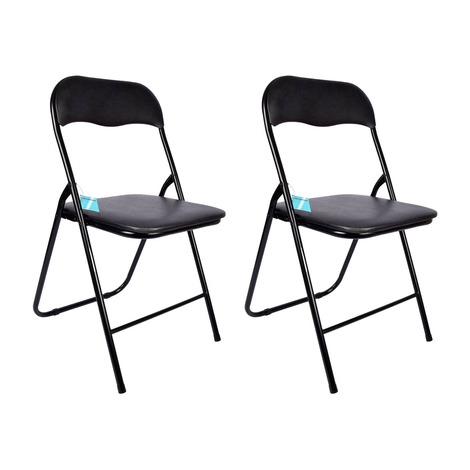 Set van 2 Zwarte Polyester en Metalen Eetkamerstoelen 37.5x39x78.5cm Campingstoel Met Rugleuning Tui