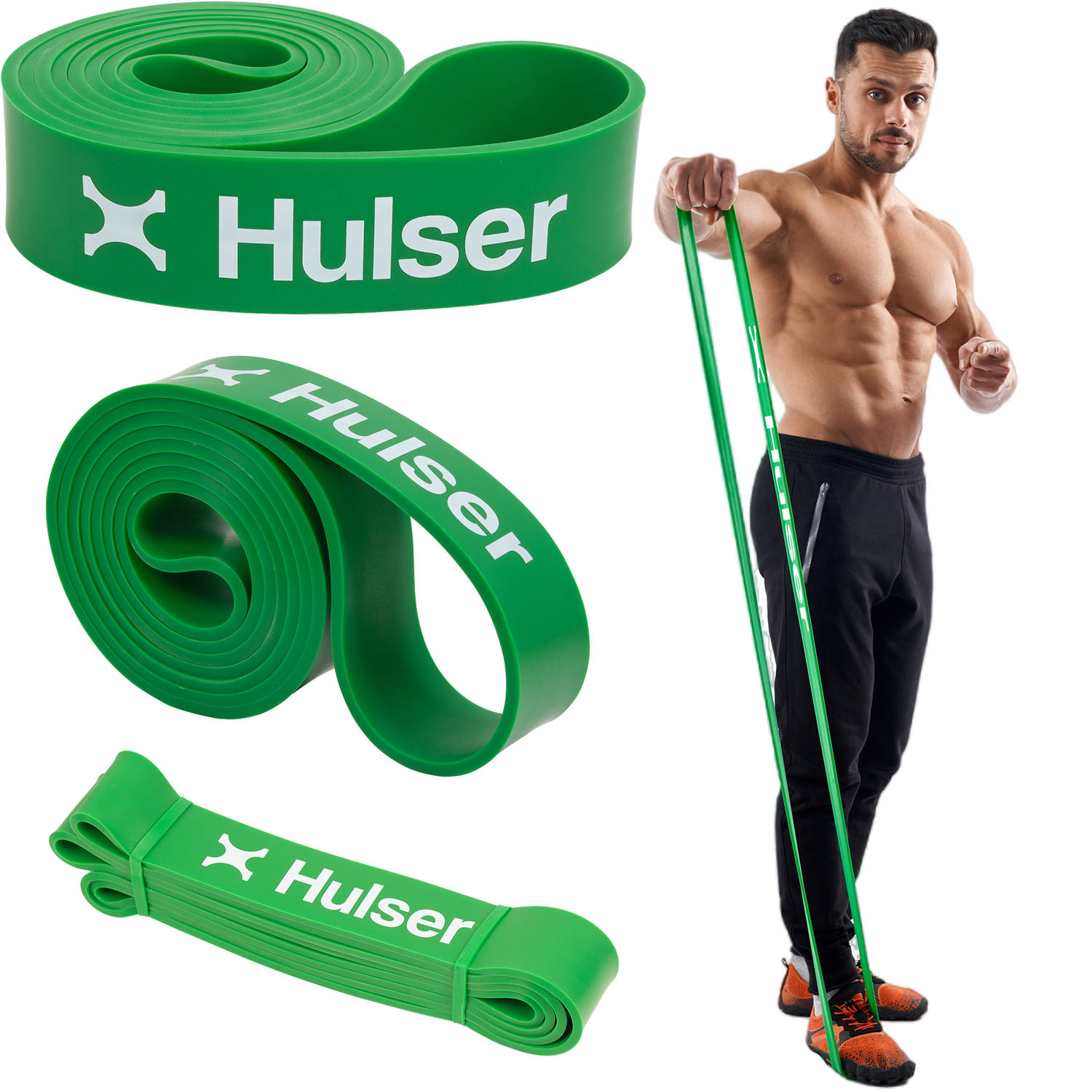 Hulser Resistance band 23 tot 55 kg - 104 / 208 cm - Weerstandsband voor pull up - Fitness weerstandband - Stretch elastiek - Bands - Power band weerstandselastiek - Groen