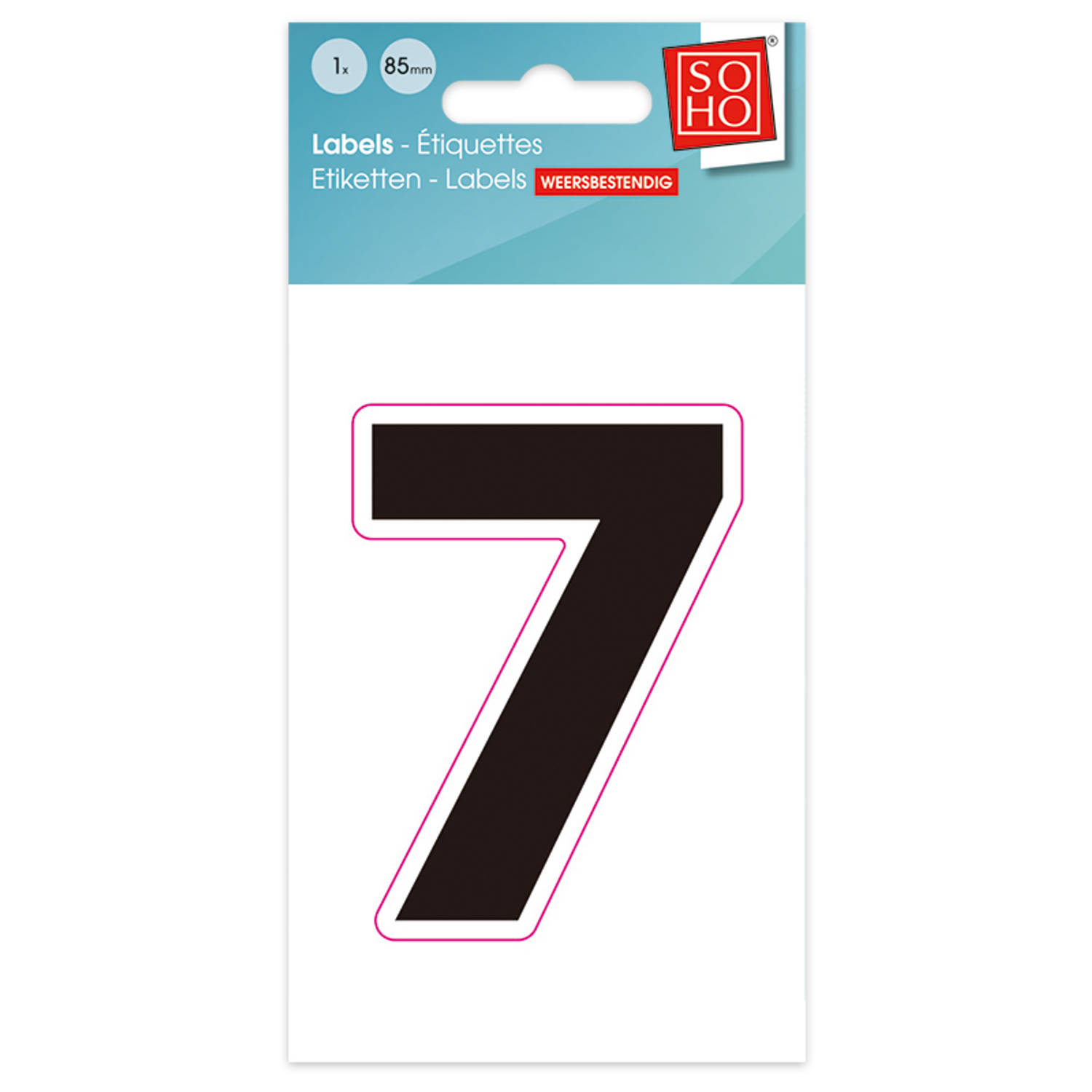 Plakcijfer - Nummer Sticker - 7 - Weerbestendig Ca. 85mm Hoog - Zwart