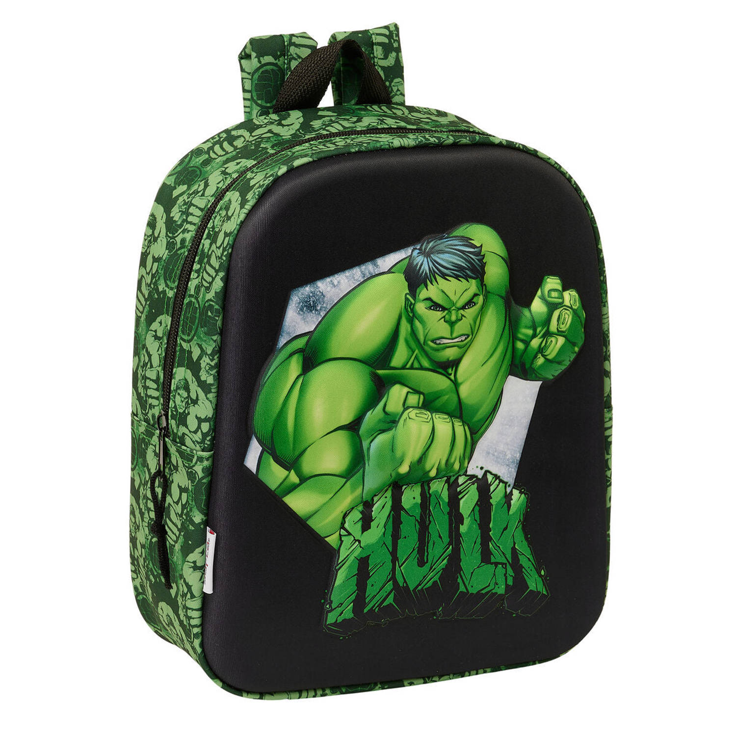 Schoolrugzak Hulk Zwart Groen 22 x 27 x 10 cm 3D