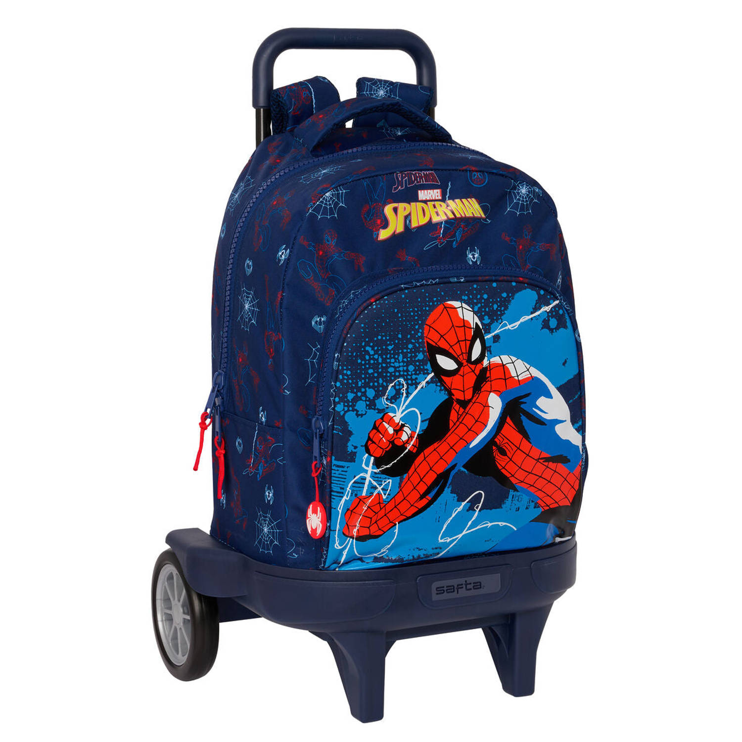 Schoolrugzak met Wielen Spider-Man Neon Marineblauw 33 X 45 X 22 cm