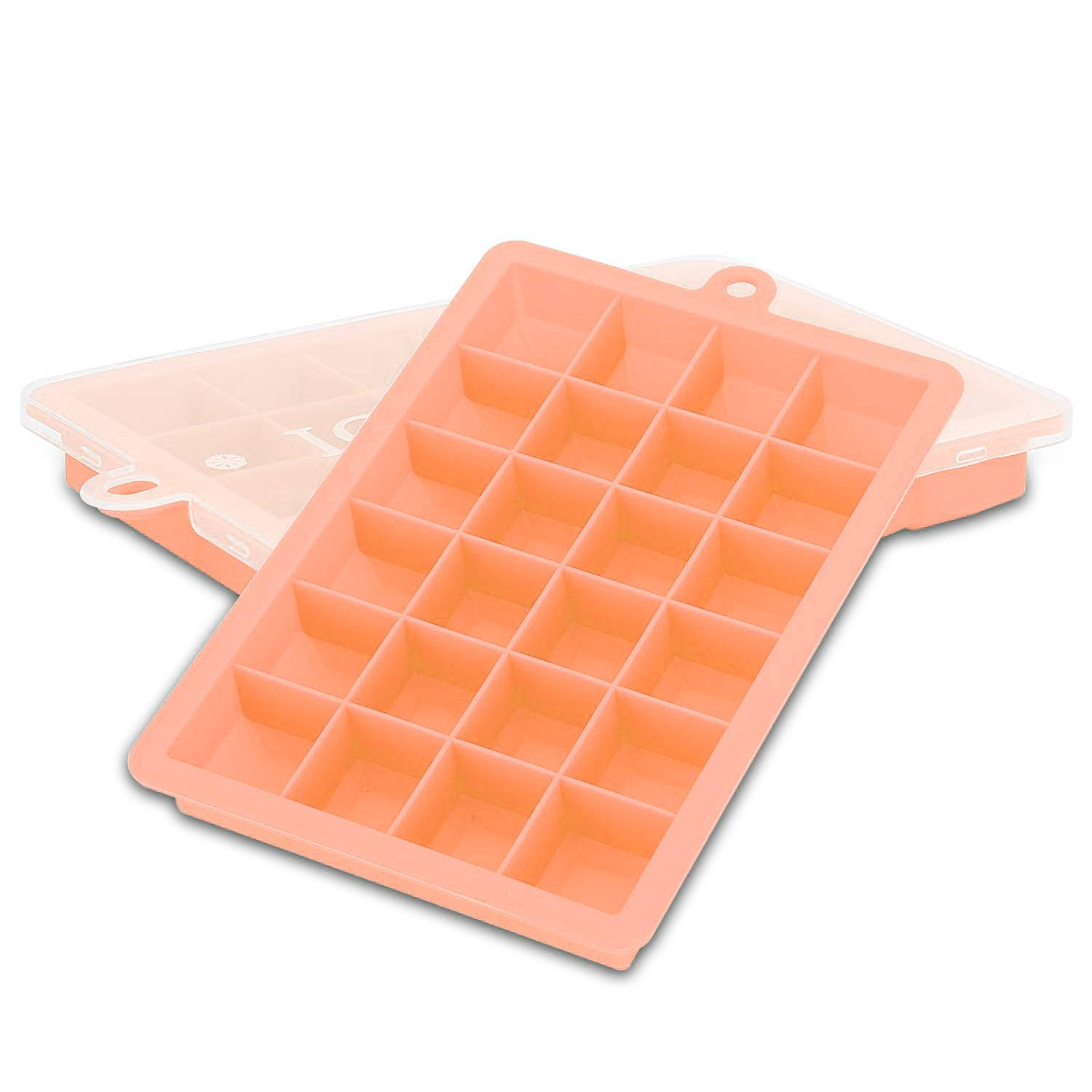 Intirilife 2x ijsblokjesvormpjes in ROZE - set van 2 met 24 vakjes ijsblokjes siliconen vormpjes met deksel