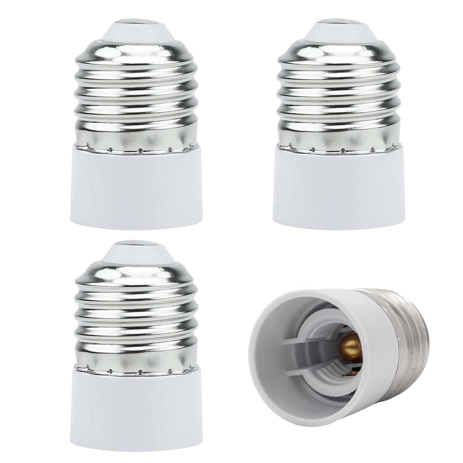 INTIRILIFE E27 naar E14 lampvoet adapter in wit - 4x lampadapter voor het omvormen van E27 naar E14-set van 4 converter voor lamphouder voor gloeilampen, led, halogeen, spaarlampen