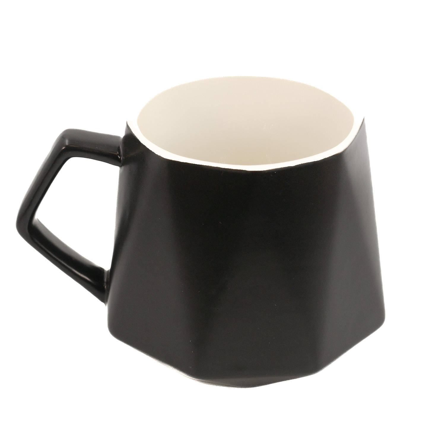 Intirilife Koffiekopje met fijne afwerking in het Zwart, inhoud van 350 ml - 13 x 10.5 x 9.2 cm - Theekopje met handvat, drinkbeker voor koffie, thee, melk, cacao en nog veel meer