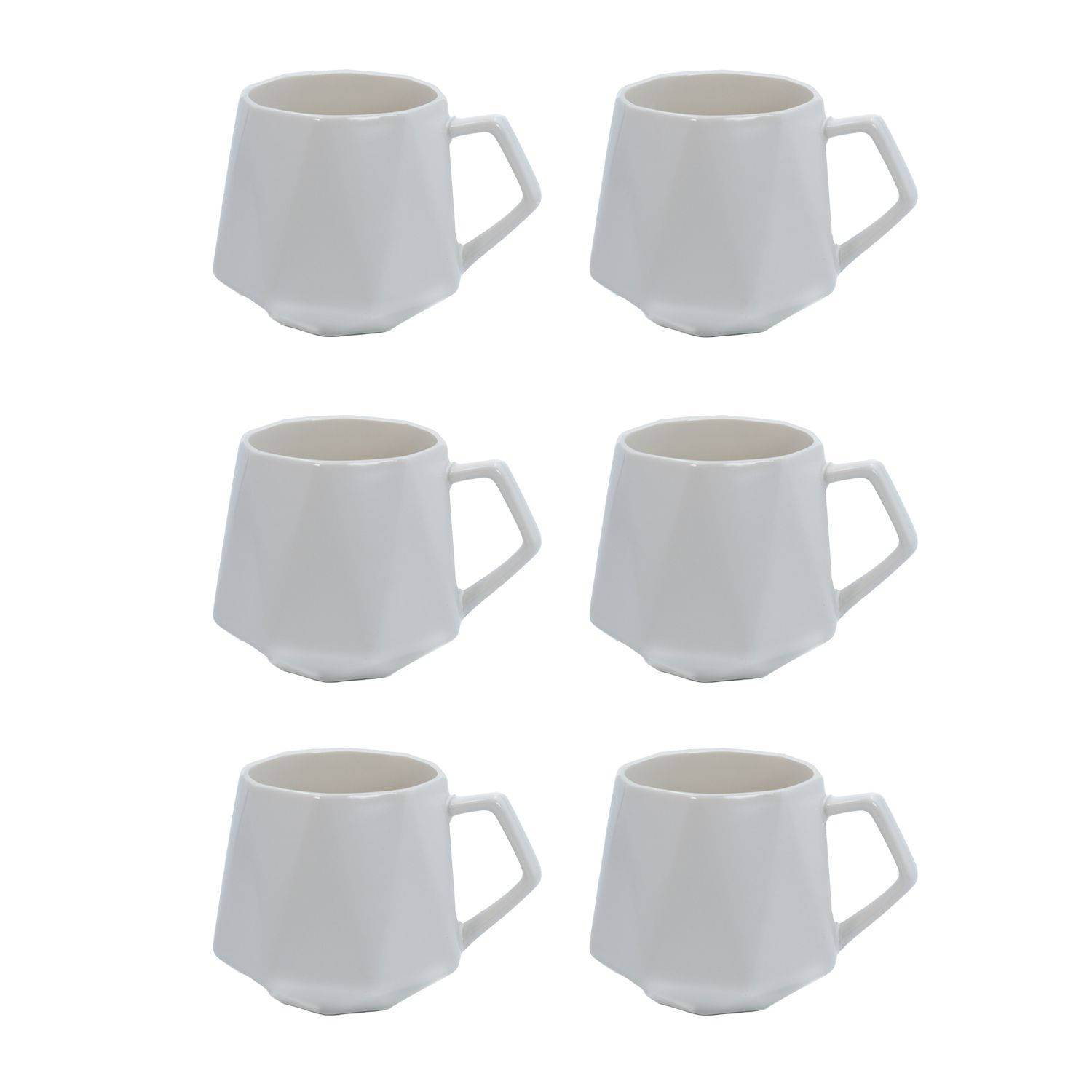 Intirilife 6x koffiekopje met fijne afwerking in het wit, inhoud van 350 ml - 13 x 10.5 x 9.2 cm - theekopje mok