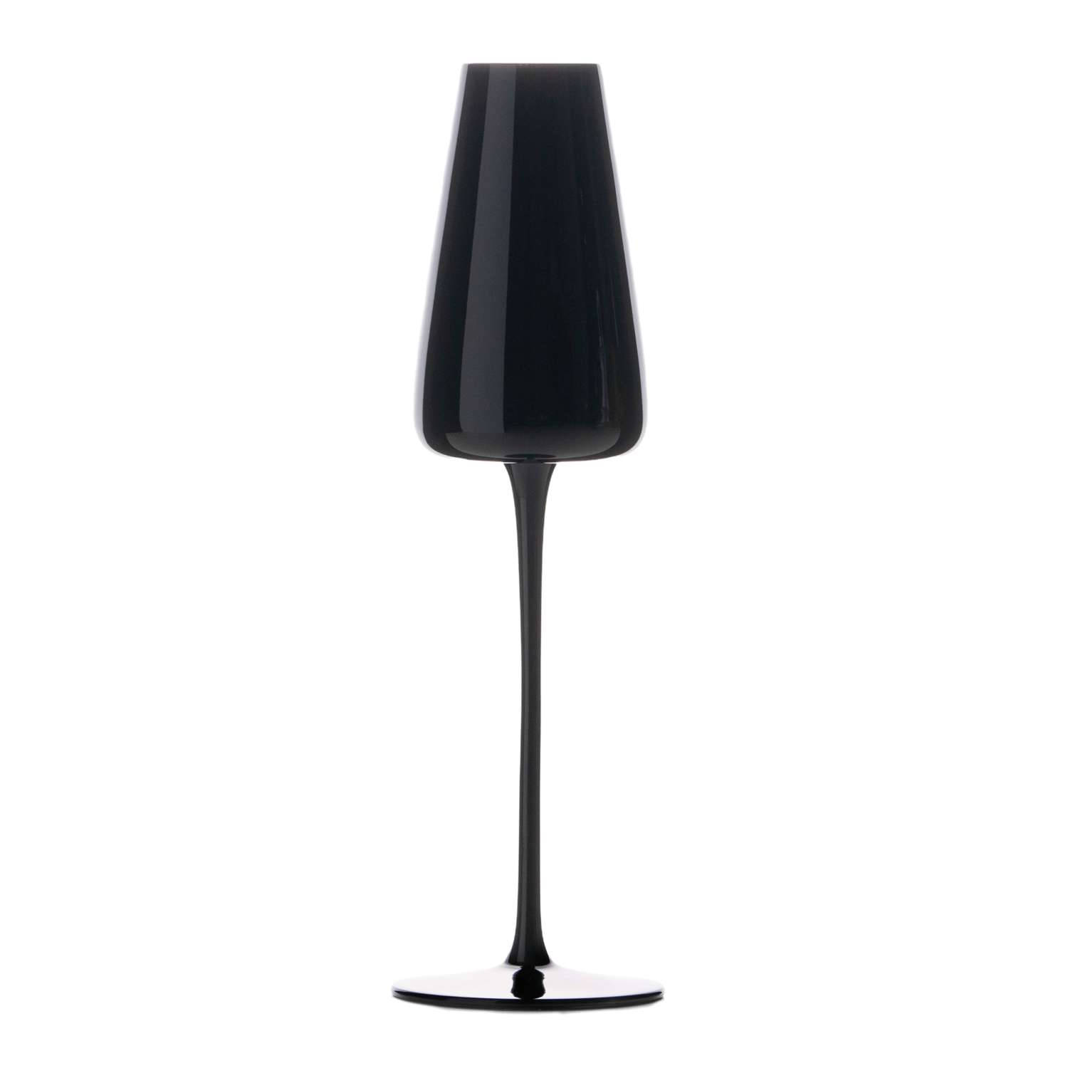 Intirilife 2x Champagneglas met modern design in Zwart - 220 ml inhoud - Glas voor mousserende wijn, Prosecco, vaatwasmachinebestendig, kristalglas, schokbestendig