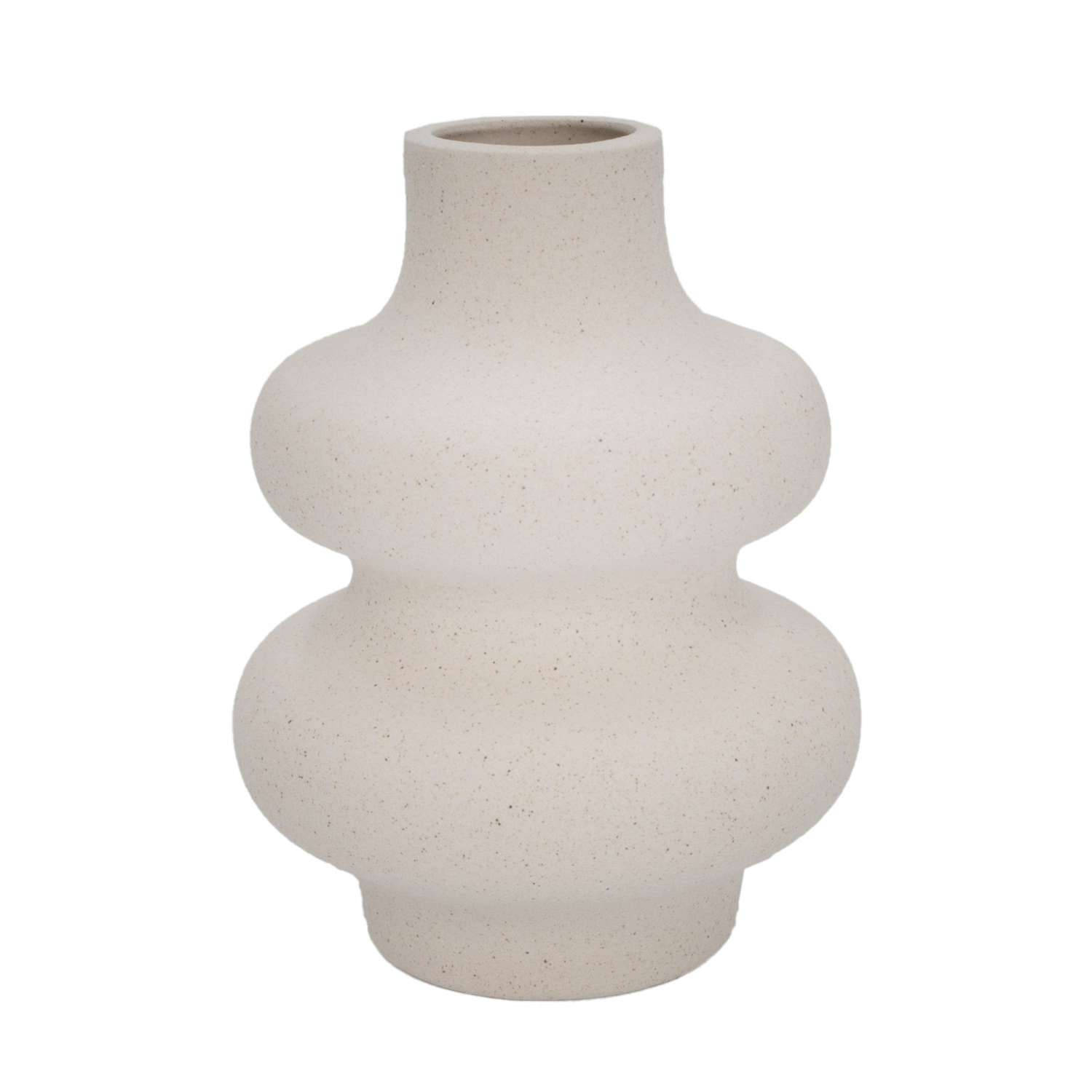 Intirilife Keramische Vaas in Wit - 12 x 15.5 cm - Spiraalvaas, decoratieve vaas, ideaal voor bloemen, pampasgras en gedroogde bloemen