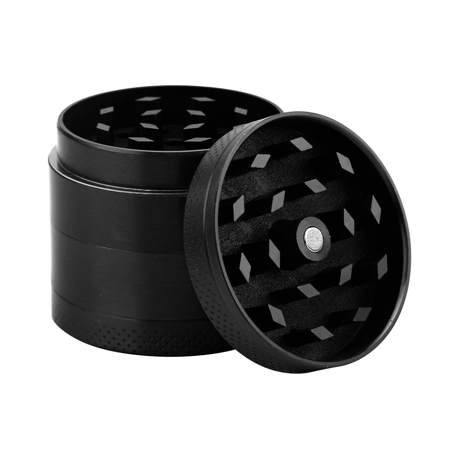 Intirilife grinder in metallic zwart - 4-delige keukencrusher van metaal voor het malen en versnipperen van kruiden