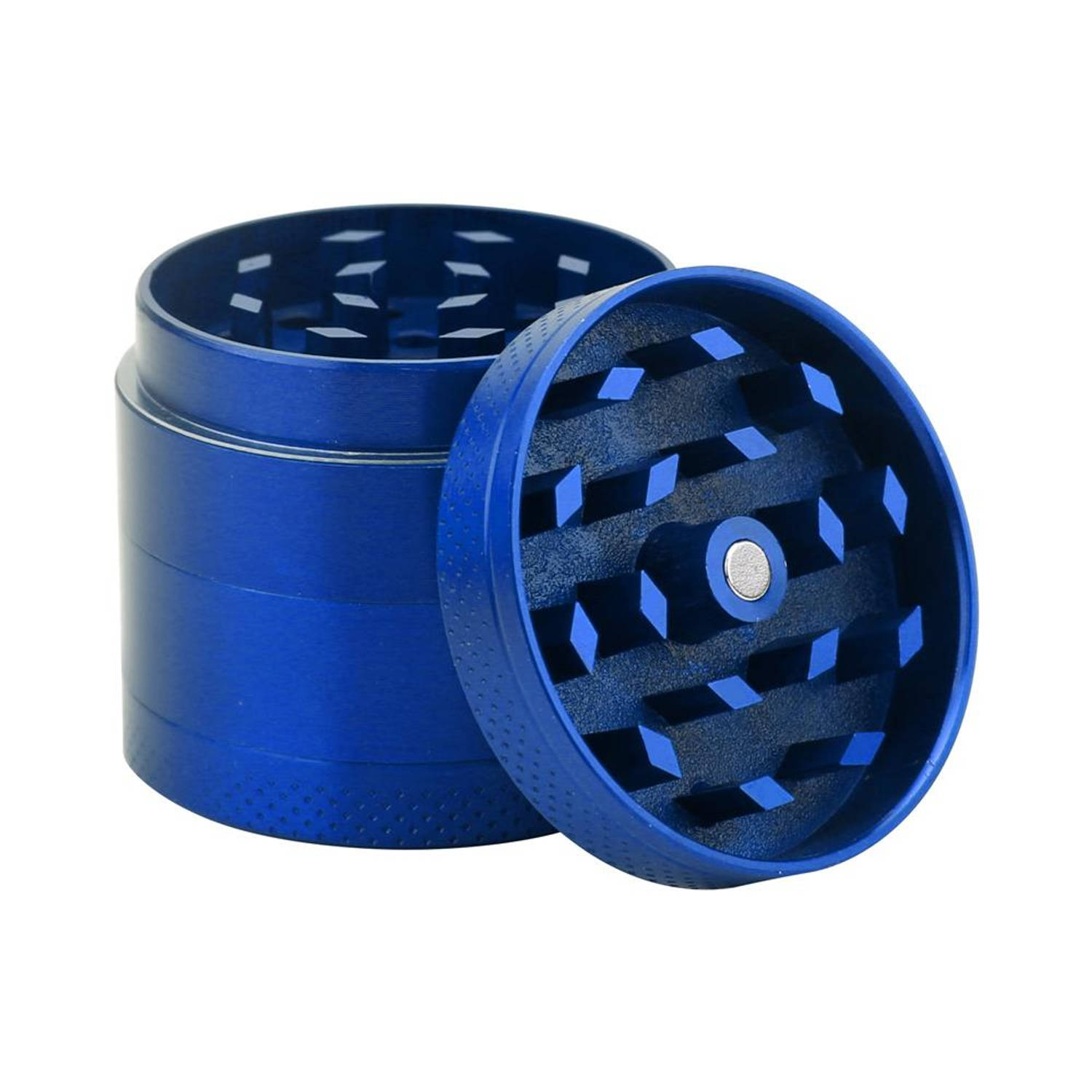 Intirilife grinder in metallic blauw - 4-delige keukencrusher van metaal voor het malen en versnipperen van kruiden