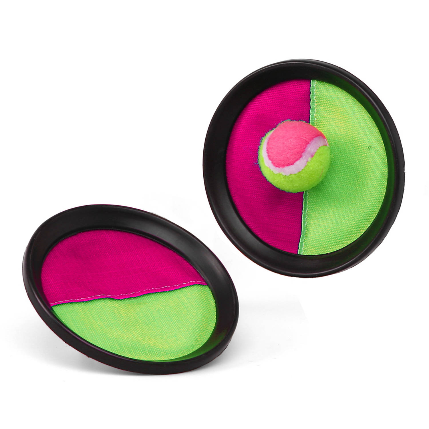 Atosa Vangbalspel met klittenband - roze/groen - dia 15 cm - strand speelgoed - Vang- en werpspel