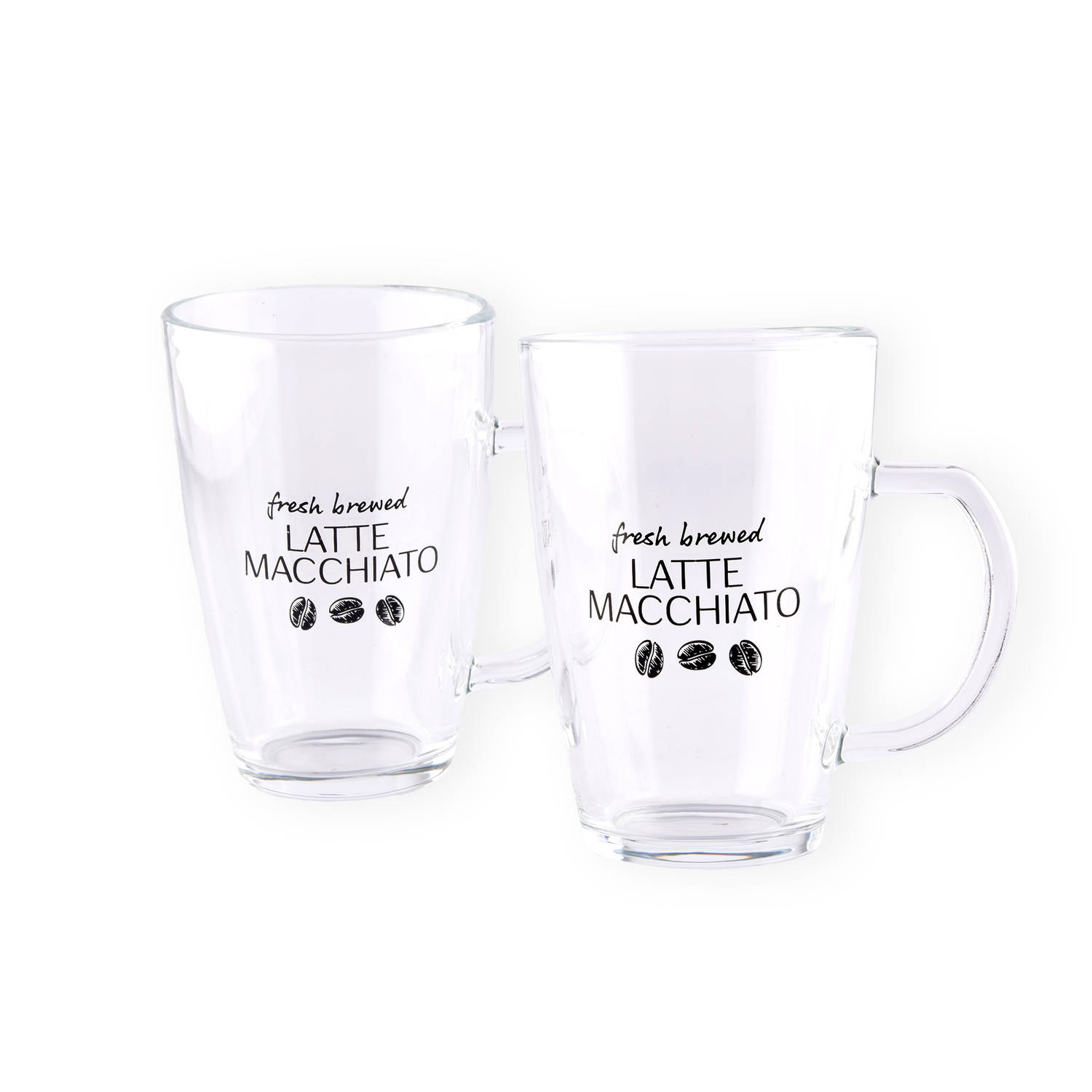 Latte Macchiato Set | 2 x 300ml Koffieglazen en Longdrinklepels | 4-Delig Servies - Transparant Glas | Magnetronbestendig