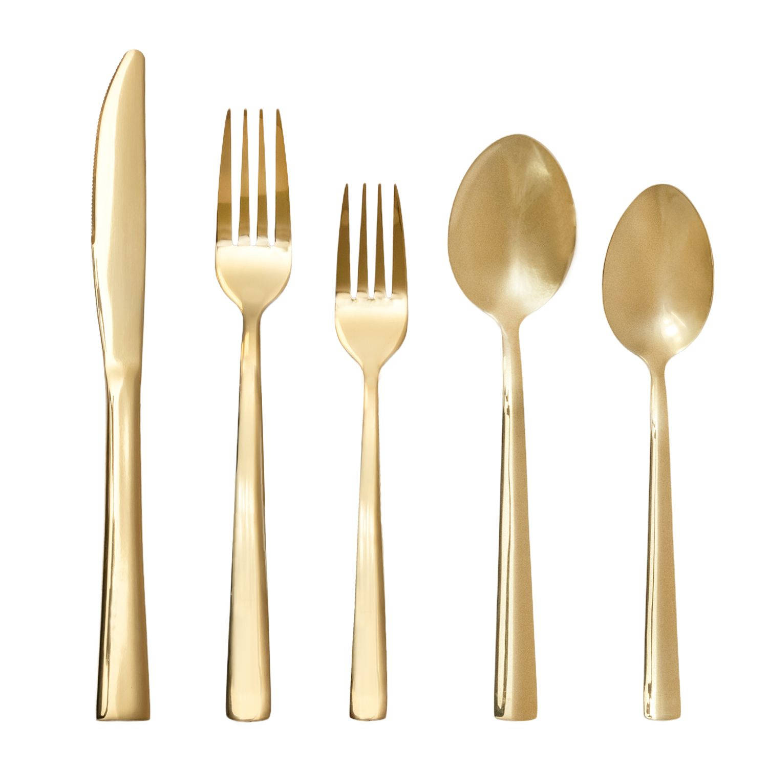 Intirilife 20-delige bestekset van roestvrij staal in goud - 4 stuks vorken, taartvorkjes, messen, lepels, dessertlepels