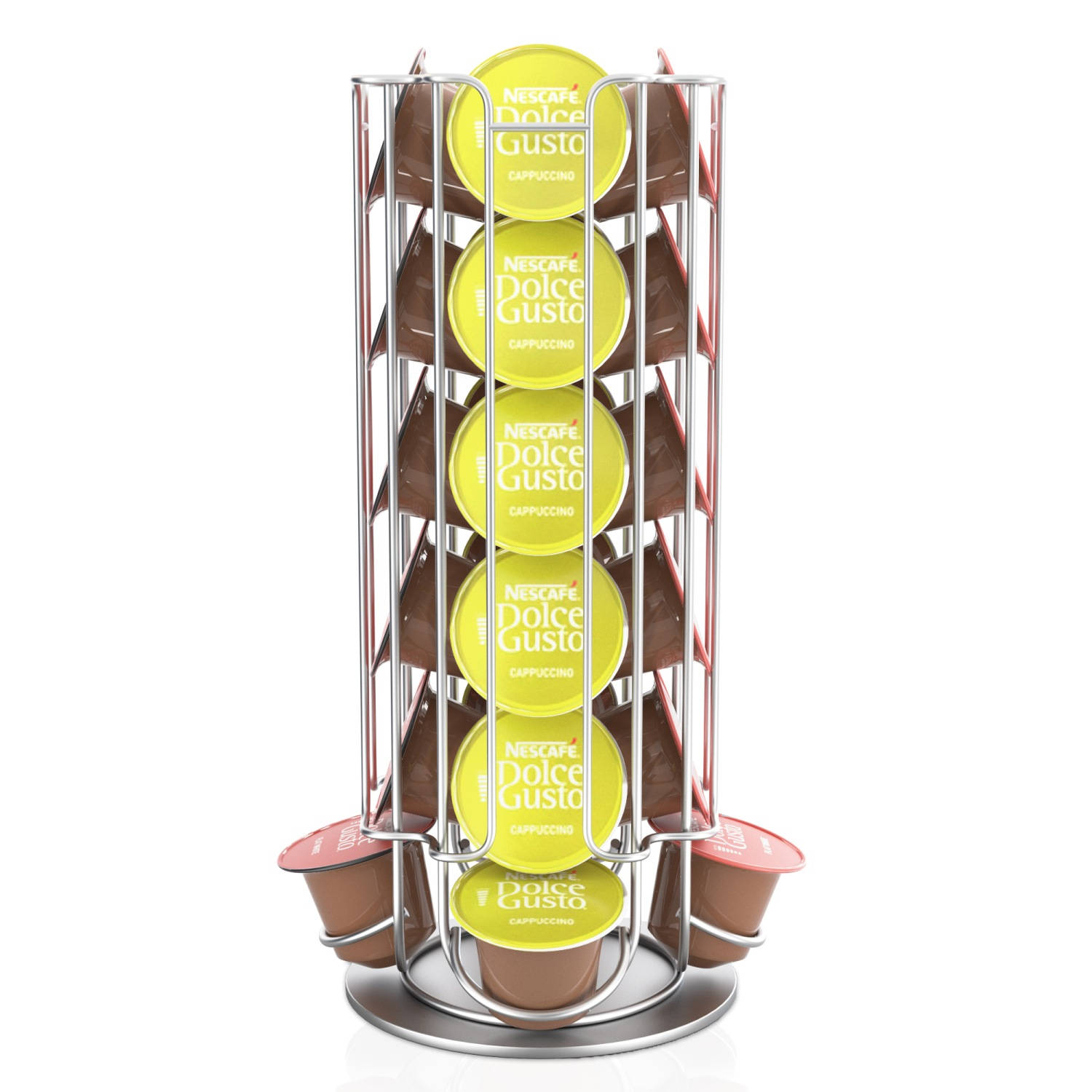 Intirilife koffiecapsulehouder voor 32 capsules van metaal in chroomlook - opbergruimte 360 ​​graden draaibaar