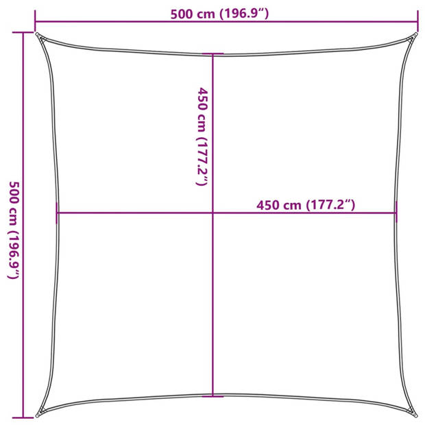 vidaXL Zonnezeil 160 g/m² 5x5 m HDPE bruin