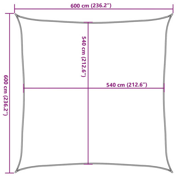 vidaXL Zonnezeil 160 g/m² 6x6 m HDPE wit