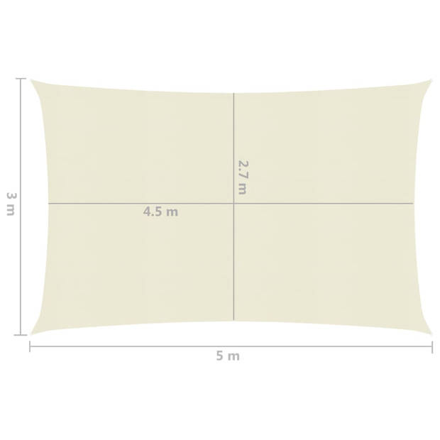 vidaXL Zonnezeil 160 g/m² 3x5 m HDPE crèmekleurig