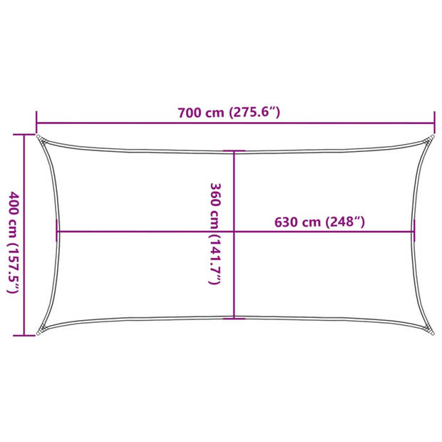 vidaXL Zonnezeil 160 g/m² 4x7 m HDPE donkergroen