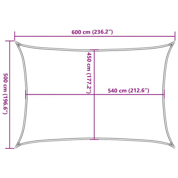 vidaXL Zonnezeil 160 g/m² 5x6 m HDPE rood