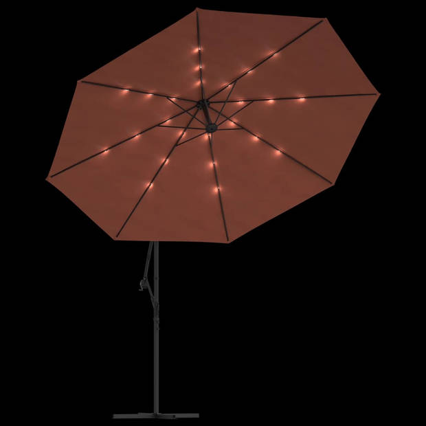 vidaXL Zweefparasol met LED-verlichting 350 cm terracottakleurig