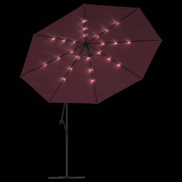 vidaXL Zweefparasol met LED-verlichting 350 cm bordeauxrood