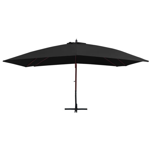 vidaXL Zweefparasol met houten paal 400x300 cm zwart