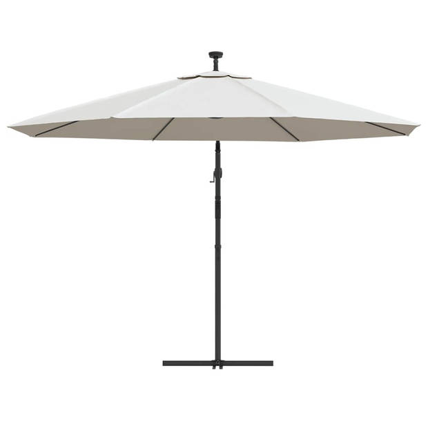 vidaXL Zweefparasol met LED-verlichting en metalen paal 350 cm zand