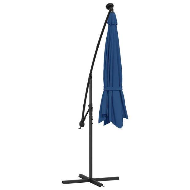 vidaXL Zweefparasol met LED-verlichting en stalen paal 300 cm blauw