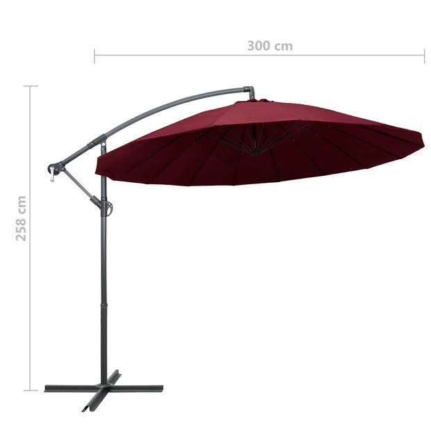 vidaXL Zweefparasol met aluminium paal 3 m bordeauxrood