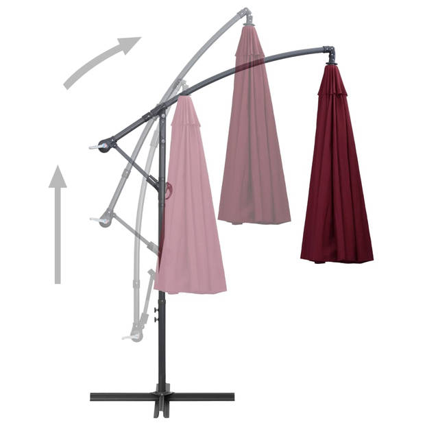 vidaXL Zweefparasol met aluminium paal 3 m bordeauxrood