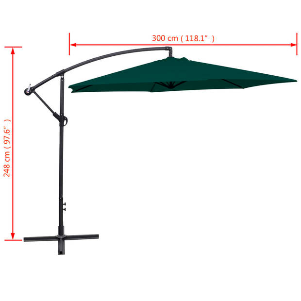 vidaXL Zweefparasol 3 m groen